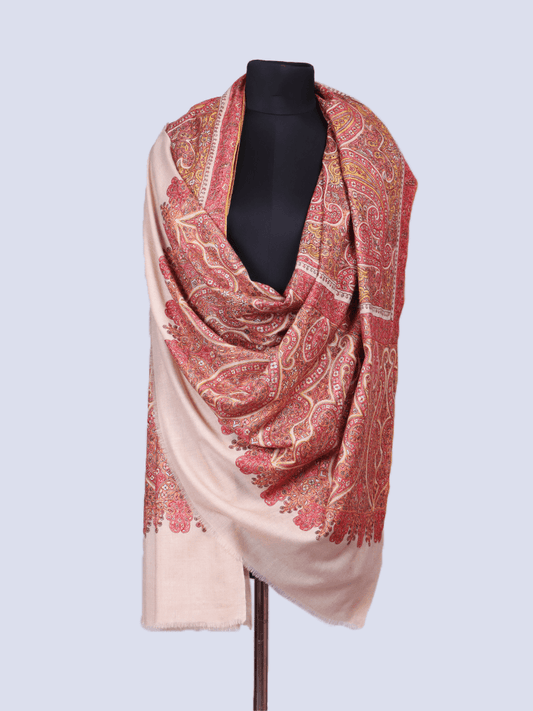 Almond Design Off White Jama Pashmina Shawl - Shopping in Kashmir