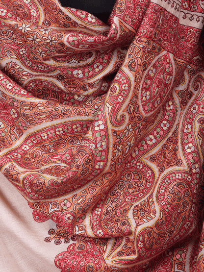 Almond Design Off White Jama Pashmina Shawl - Shopping in Kashmir