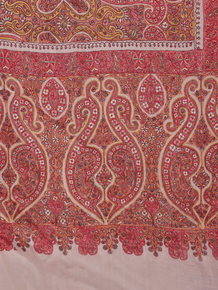 Almond Design Off White Jama Pashmina Shawl - Shopping in Kashmir