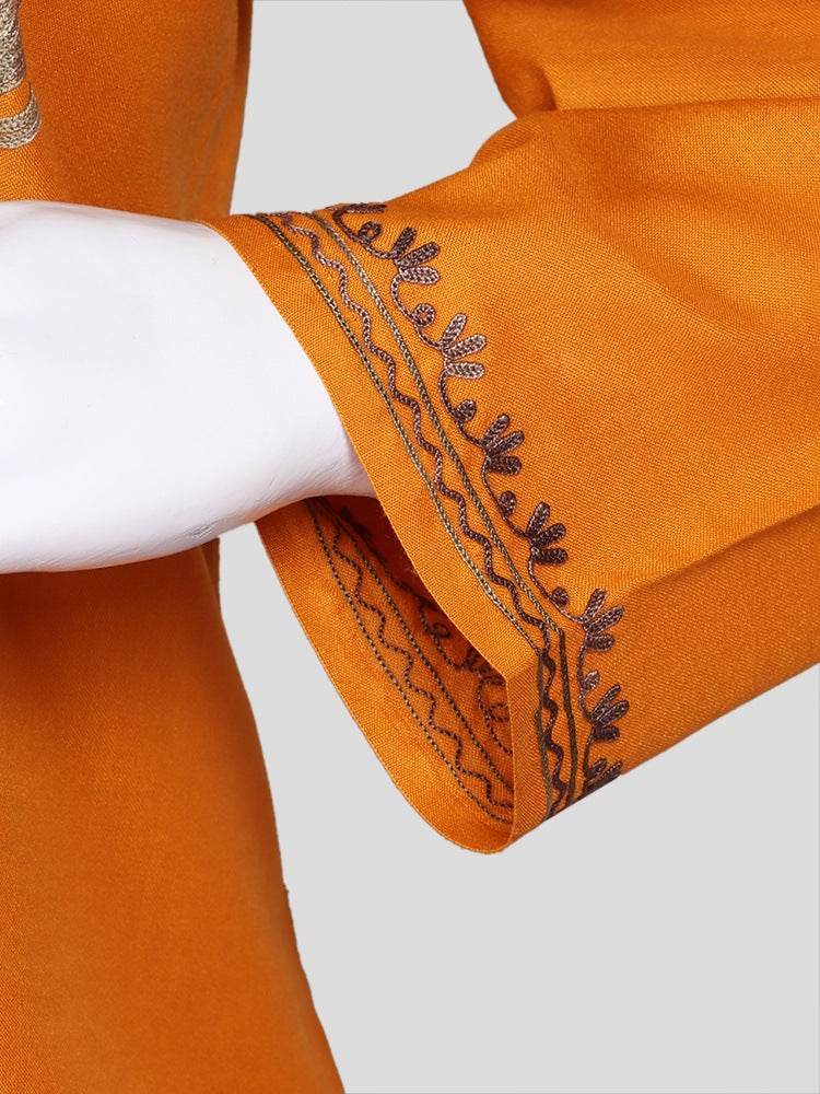 nAARI Kashmiri Aari Embroidered Orange Cotton Coord Set - Shopping in Kashmir