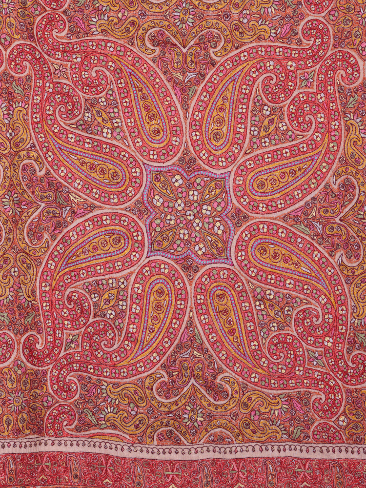 Almond Design Off White Jama Pashmina Shawl - Shopping in Kashmir