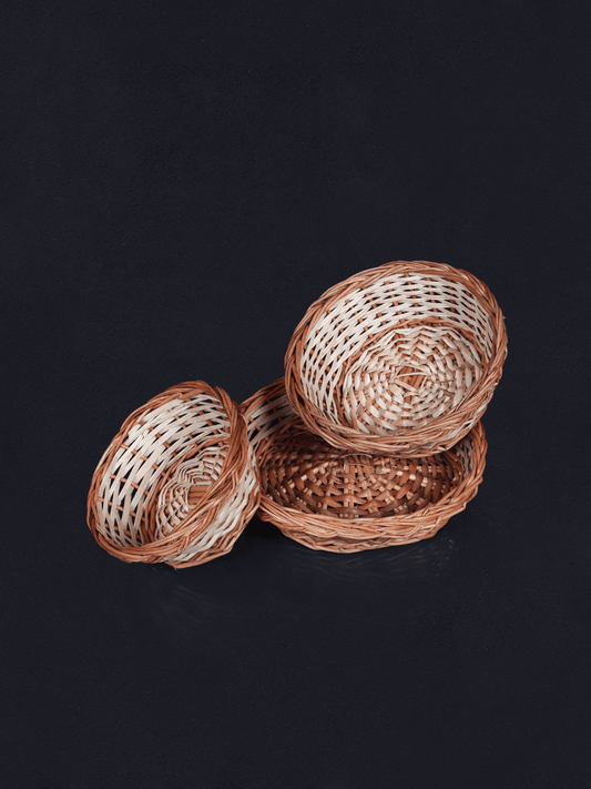 Shaakh Traditional Flat Willow Dry Fruit Baskets (Set of 3) - Shopping in Kashmir