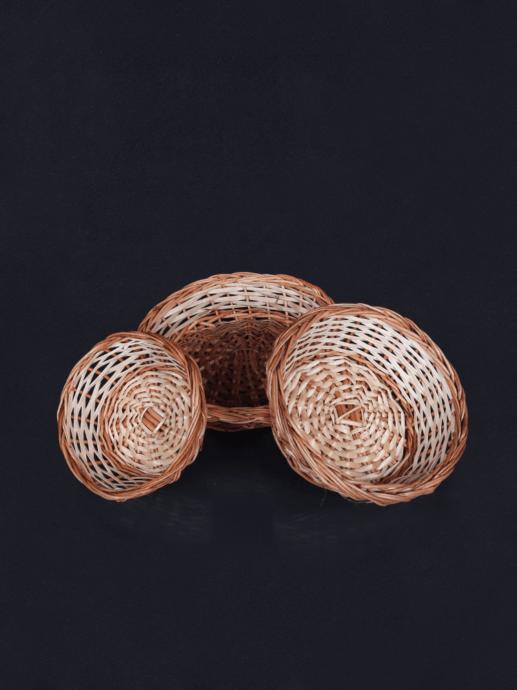 Shaakh Traditional Flat Willow Dry Fruit Baskets (Set of 3) - Shopping in Kashmir