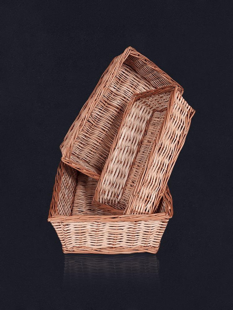 Shaakh Rectangular Willow Fruit Baskets (Set of 3) - Shopping in Kashmir