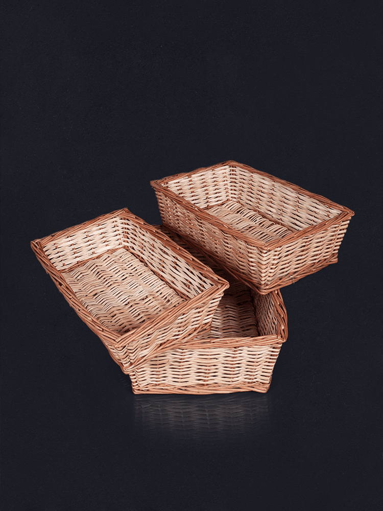Shaakh Rectangular Willow Fruit Baskets (Set of 3) - Shopping in Kashmir
