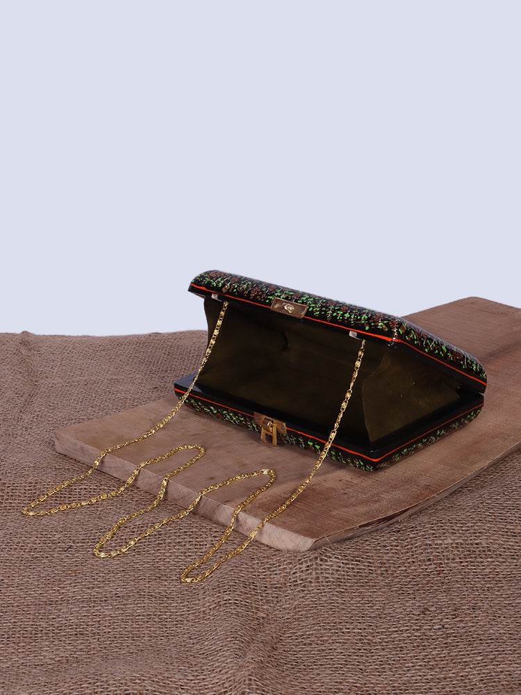 Gold Philai Papier Mache Clutch - Shopping in Kashmir