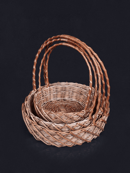 Shaakh Kashmiri Willow Round Flat Trays (Set of 3) - Shopping in Kashmir