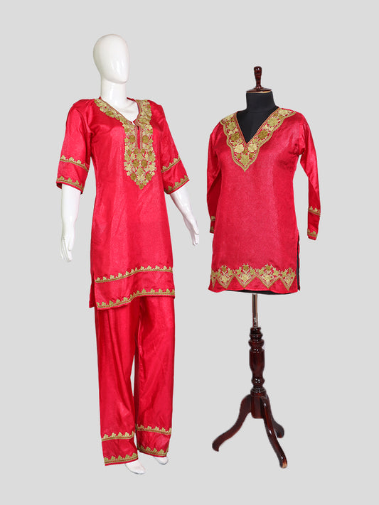 Zariya Rani Pink Silk Twins - Coord Set & Kurti