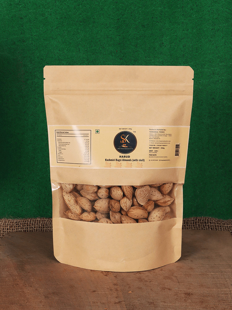 Harud Kashmiri Kaagzi Almonds (With Shell) - Shopping in Kashmir
