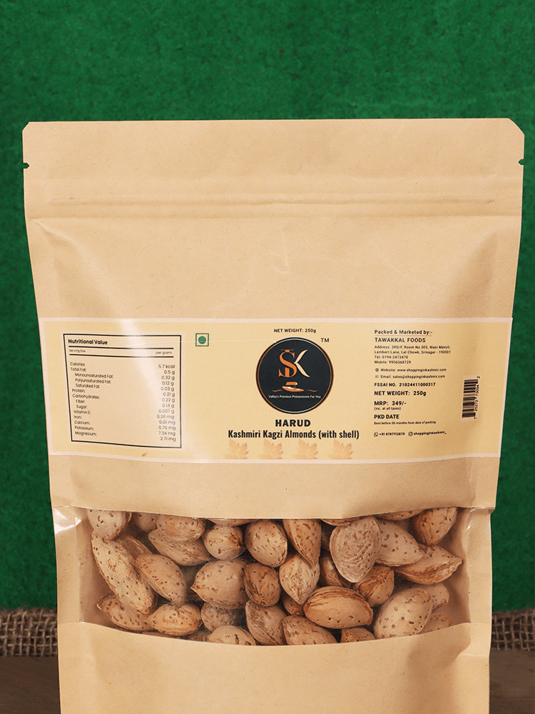 Harud Kashmiri Kaagzi Almonds (With Shell) - Shopping in Kashmir