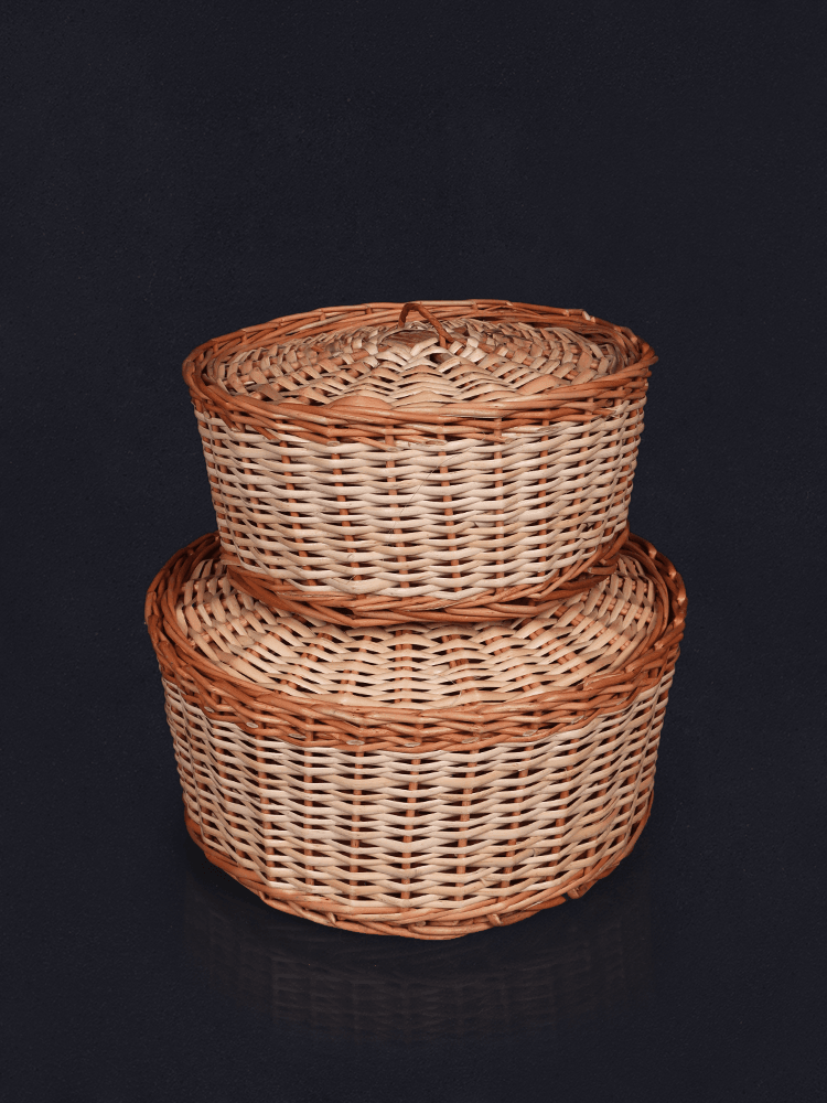 Shaakh Handmade Round Willow Bread Basket (Set of 2) - Shopping in Kashmir