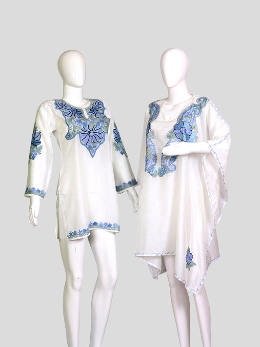 Zariya Creamy White Silk Twins - Kurti & Kaftan