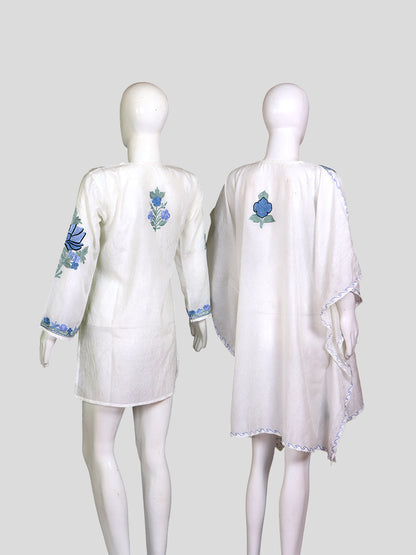 Zariya Creamy White Silk Twins - Kurti & Kaftan
