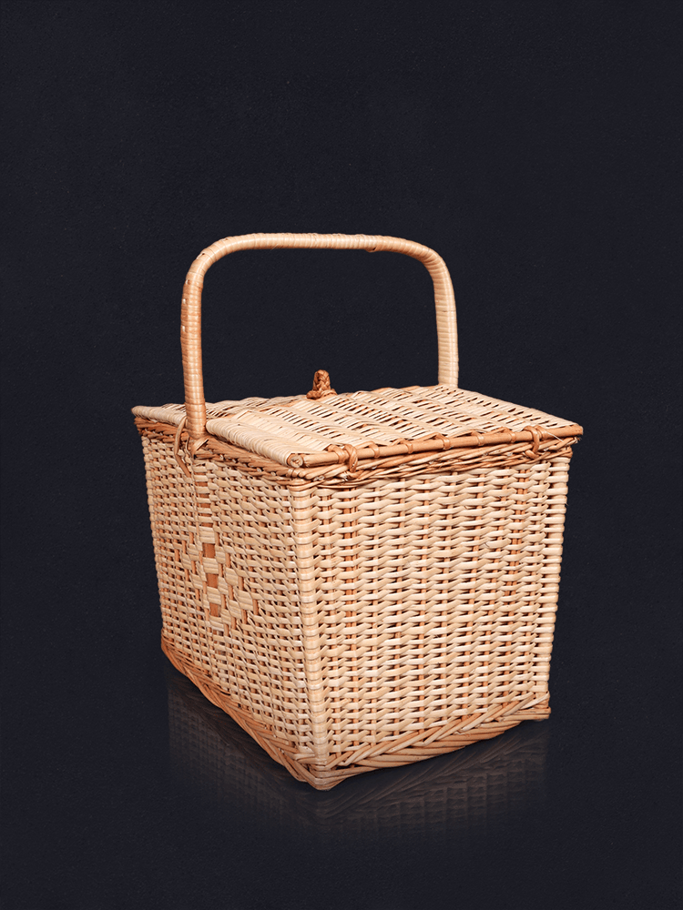 Shaakh Handwoven Willow Dual-Lid Utility Basket - Shopping in Kashmir