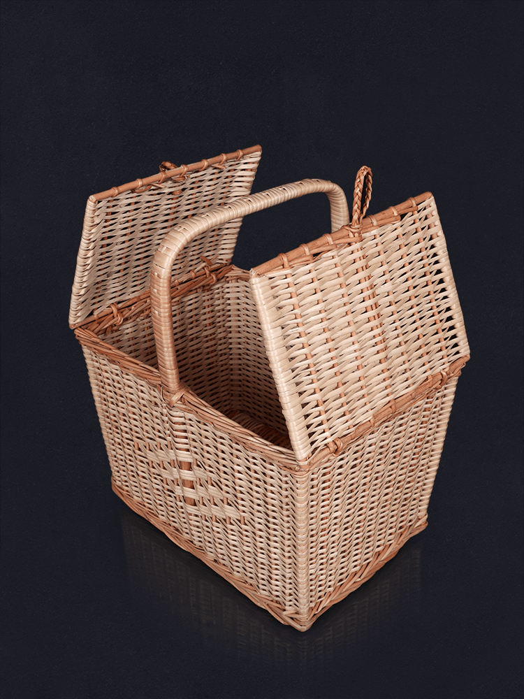 Shaakh Handwoven Willow Dual-Lid Utility Basket - Shopping in Kashmir