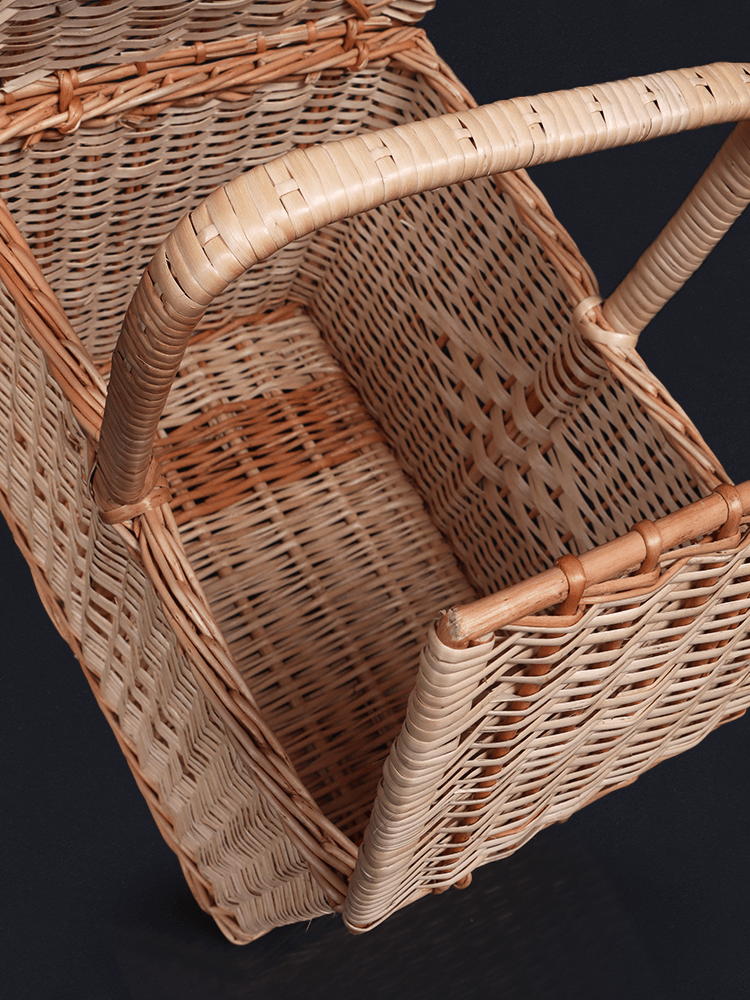 Shaakh Handwoven Willow Dual-Lid Utility Basket - Shopping in Kashmir