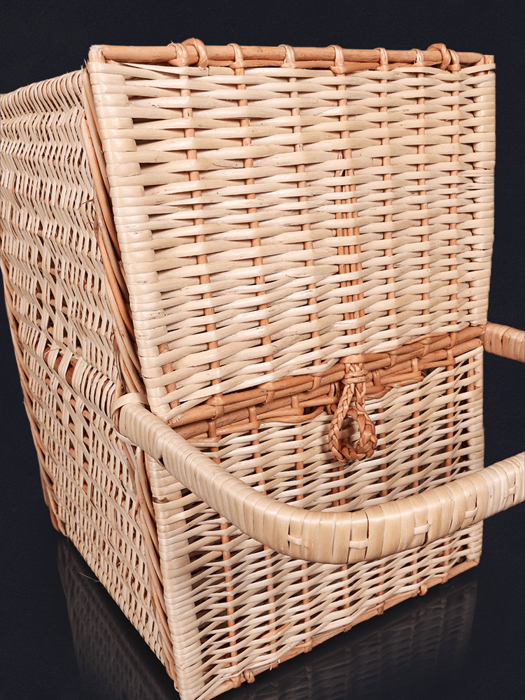 Shaakh Handwoven Willow Dual-Lid Utility Basket - Shopping in Kashmir