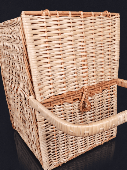 Shaakh Handwoven Willow Dual-Lid Utility Basket - Shopping in Kashmir