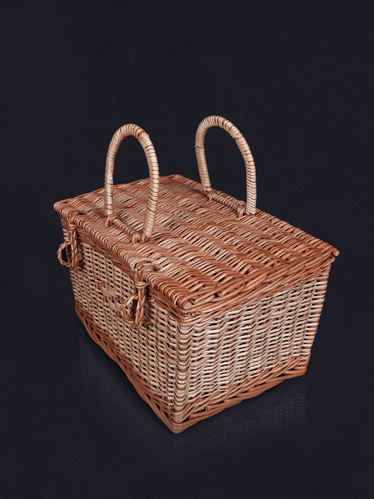 Shaakh Rectangular Willow Storage Basket with Lid - Shopping in Kashmir