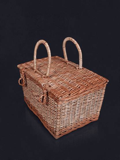 Shaakh Rectangular Willow Storage Basket with Lid - Shopping in Kashmir