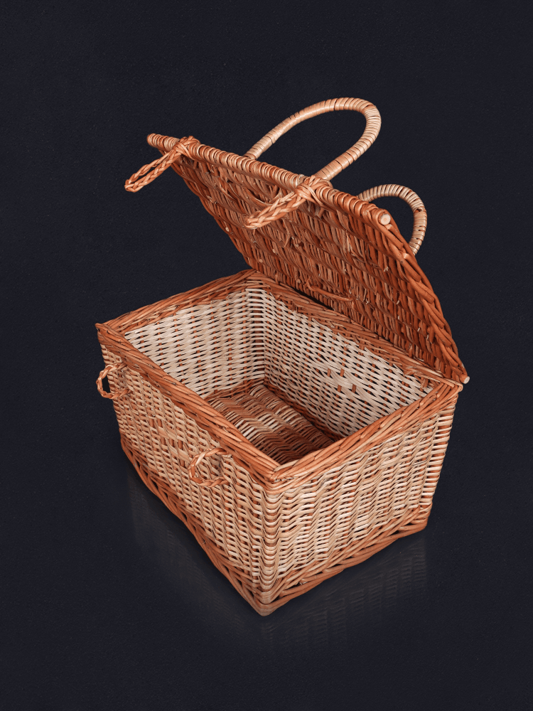Shaakh Rectangular Willow Storage Basket with Lid - Shopping in Kashmir
