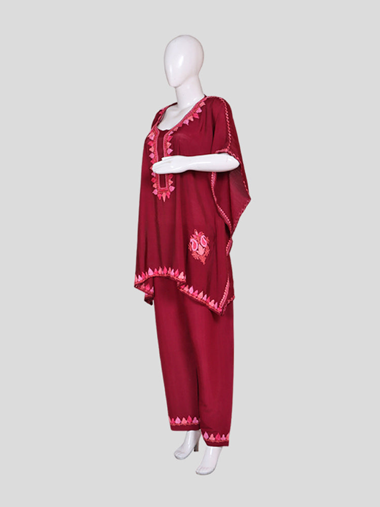 Zariya Blush-Red Silk Trio Edit - Kurti, Kaftan Set, & Coord Set