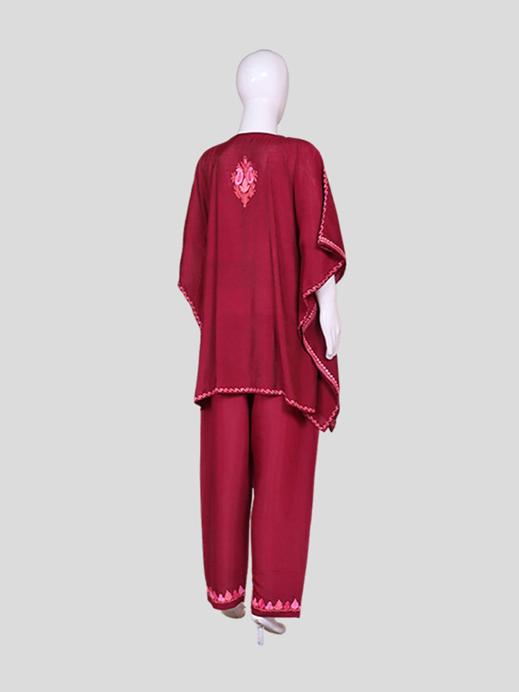 Zariya Blush-Red Silk Trio Edit - Kurti, Kaftan Set, & Coord Set