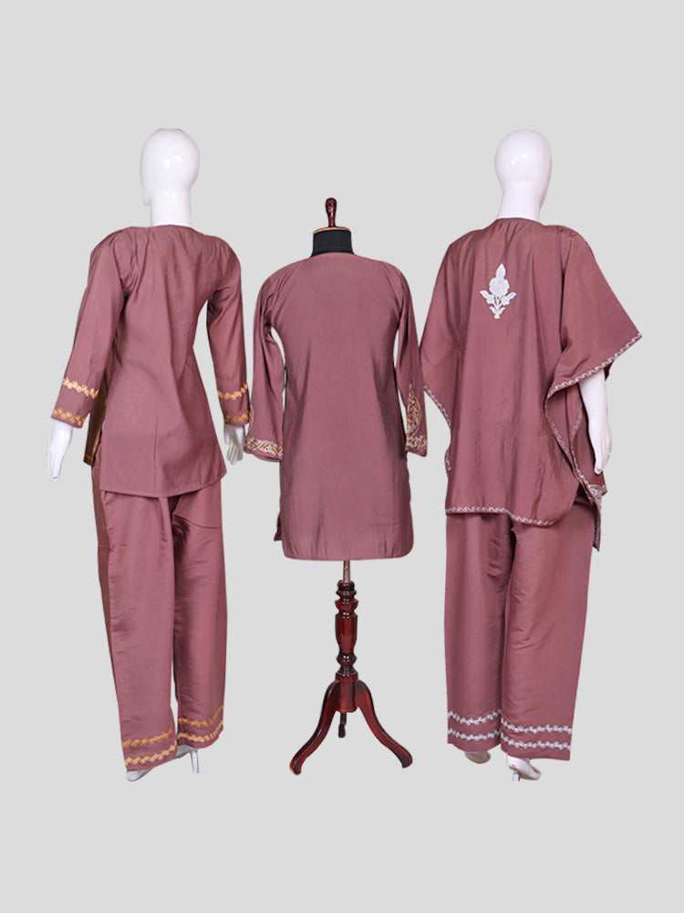 Zariya Dusty Rose Pink Silk Trio Edit - Kurti, Kaftan Set, & Coord Set