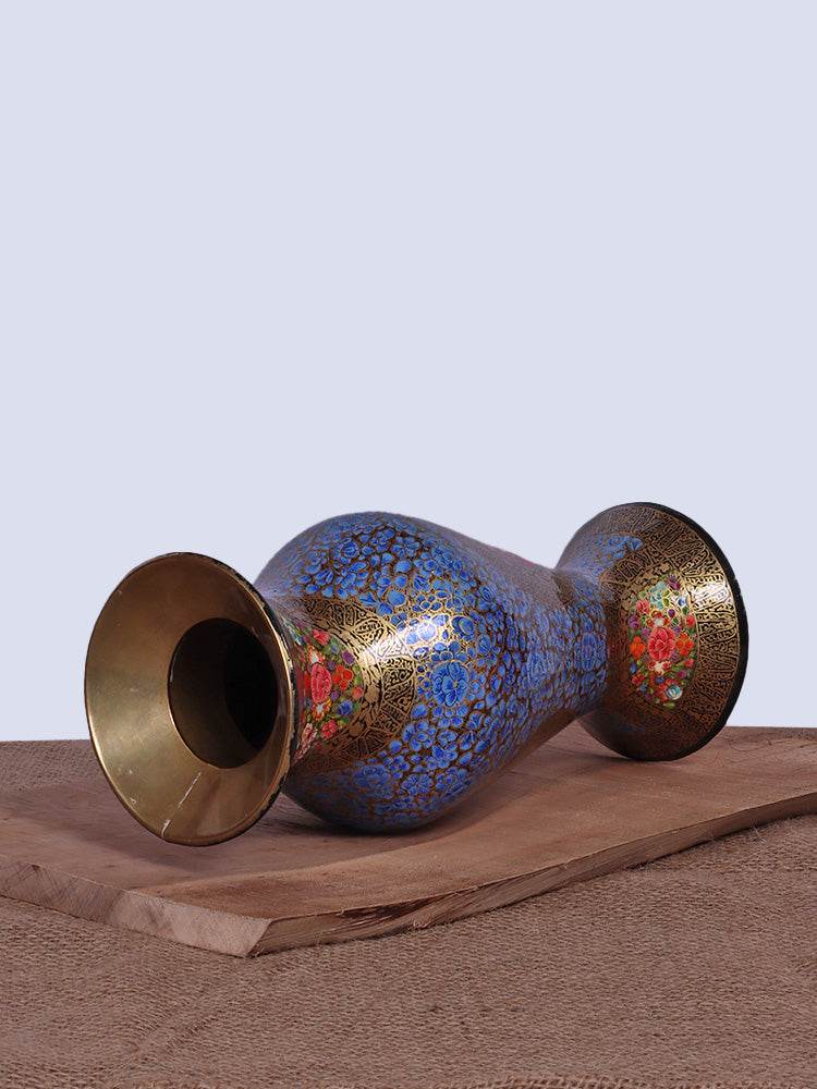 Gold N Blue Papier Mache Flower Vase - Shopping in Kashmir