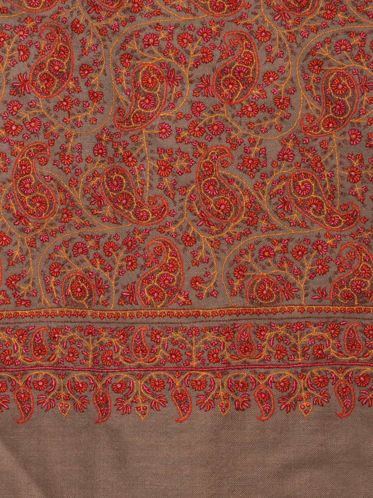 Detailed Design Natural Colored Pashmina Shawl. - Shopping in Kashmir