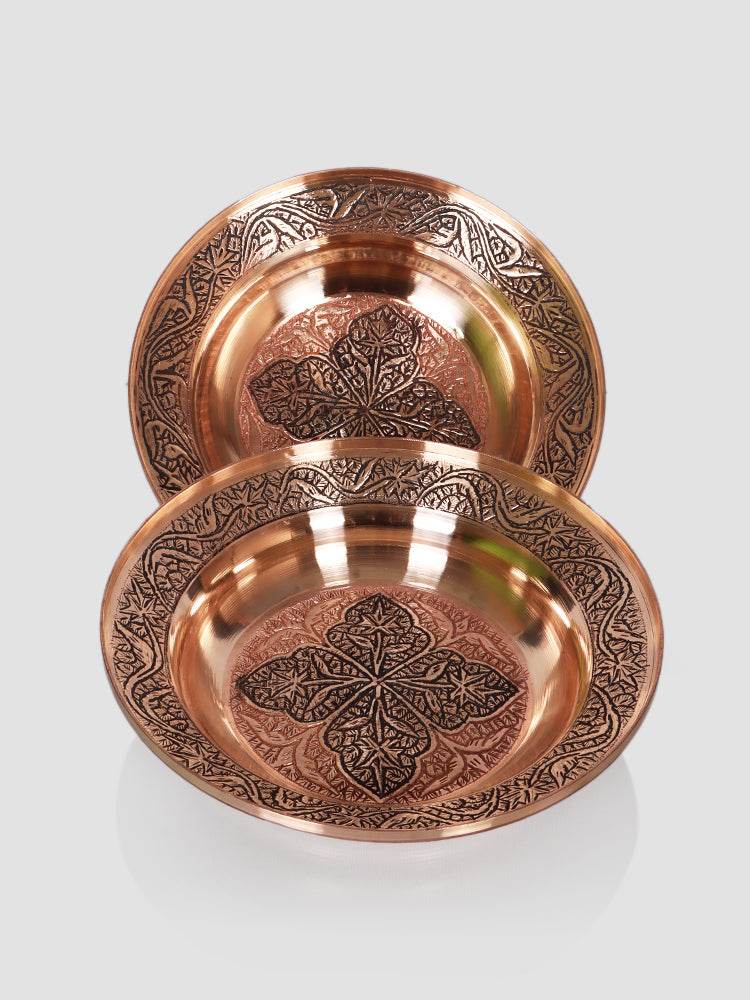 Kashmiri Kandkaari Copper Plates (Set Of 2) - Shopping in Kashmir