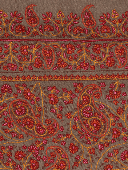 Detailed Design Natural Colored Pashmina Shawl. - Shopping in Kashmir