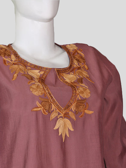 Zariya Dusty Rose Pink Silk Trio Edit - Kurti, Kaftan Set, & Coord Set