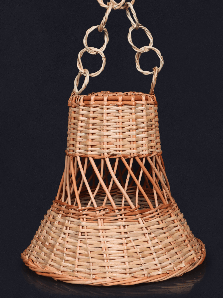 Shaakh Handwoven Willow Bell-Shaped Hanging Lamp Shade - Shopping in Kashmir