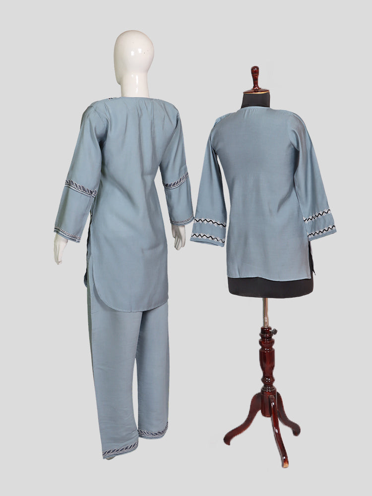 Zariya Cloudy Blue Silk Twins - Coord Set & Kurti