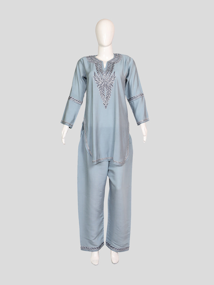 Zariya Cloudy Blue Silk Twins - Coord Set & Kurti