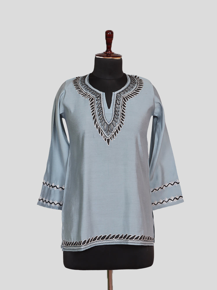 Zariya Cloudy Blue Silk Twins - Coord Set & Kurti
