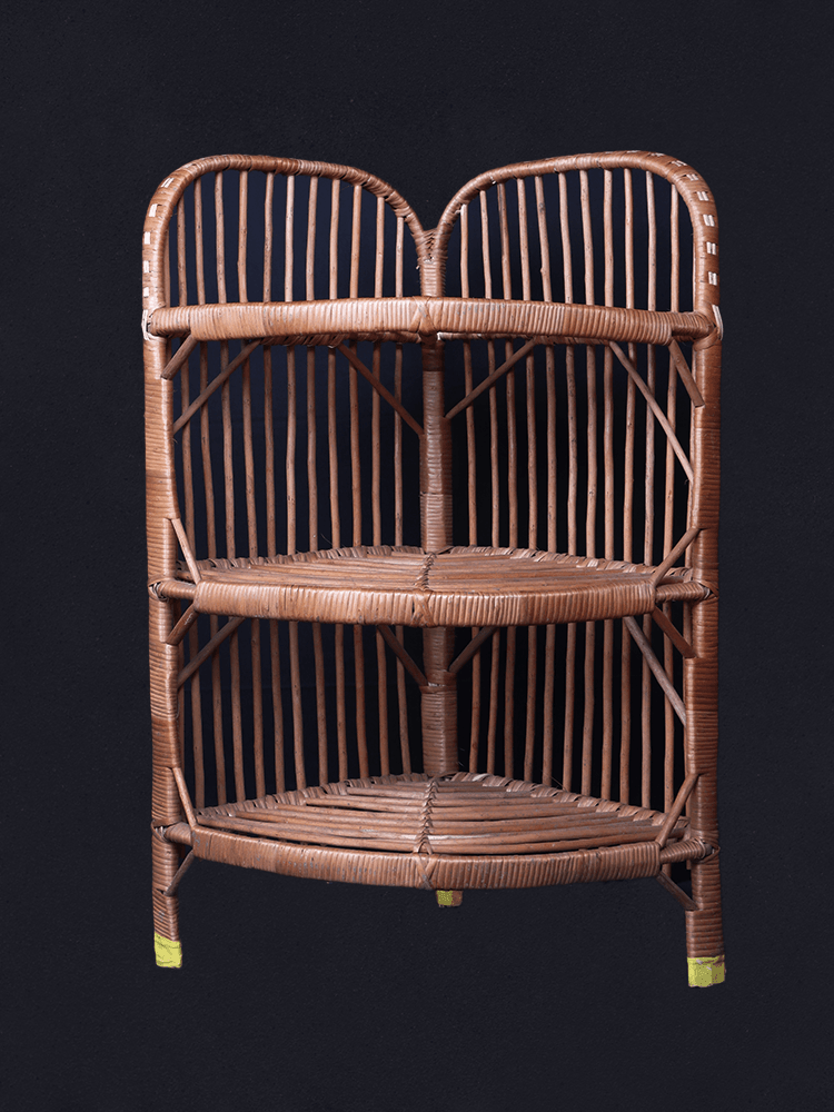 Shaakh 3 Tier Traditional Kashmiri Willow Corner Rack - Shopping in Kashmir