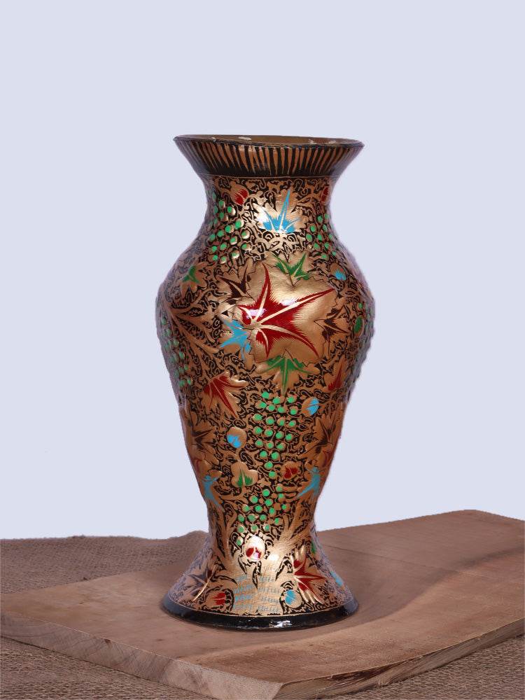 Pure Gold Papier Mache Flower Vase - Shopping in Kashmir
