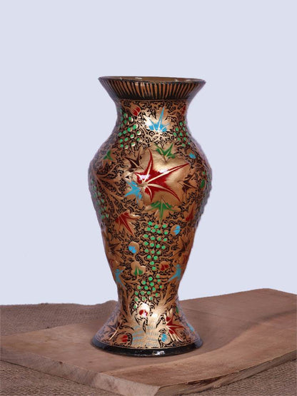 Pure Gold Papier Mache Flower Vase - Shopping in Kashmir
