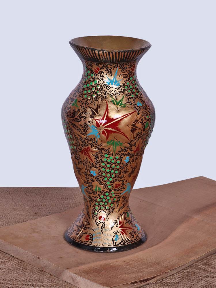 Pure Gold Papier Mache Flower Vase - Shopping in Kashmir
