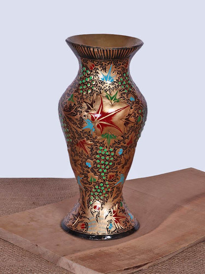 Pure Gold Papier Mache Flower Vase - Shopping in Kashmir