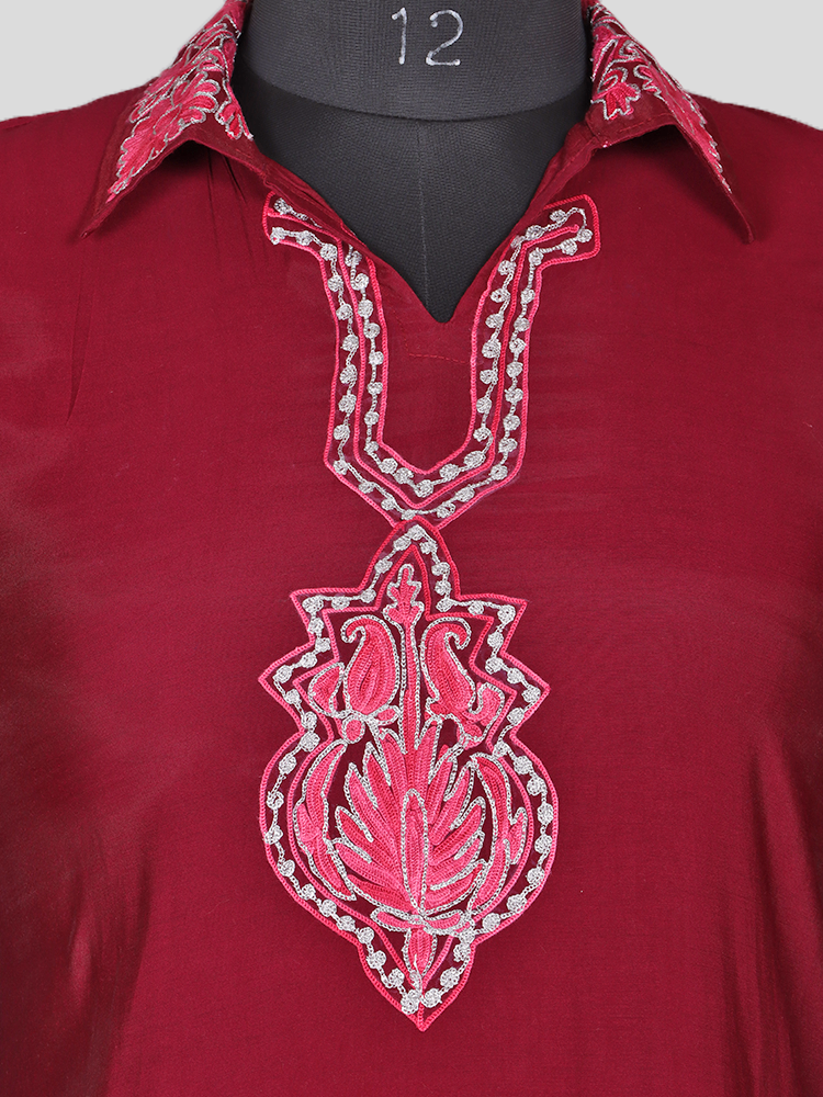 Zariya Blush-Red Silk Trio Edit - Kurti, Kaftan Set, & Coord Set