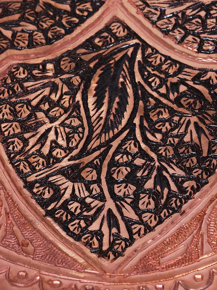 Kashmiri Kandkaari Round Copper Tray (Majma) - Shopping in Kashmir