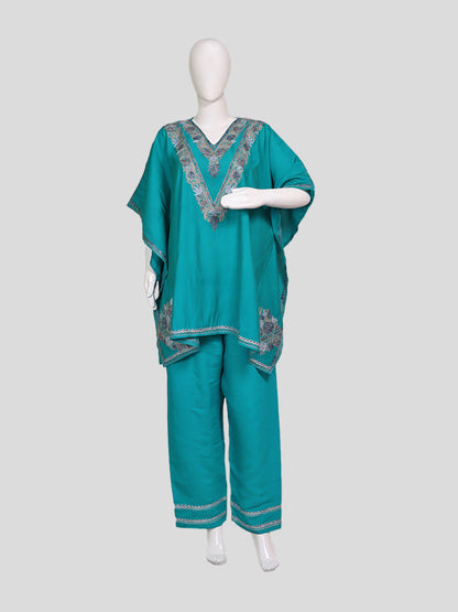 Zariya Teal Blue Silk Trio Edit - Kurti, Kaftan Set, & Coord Set