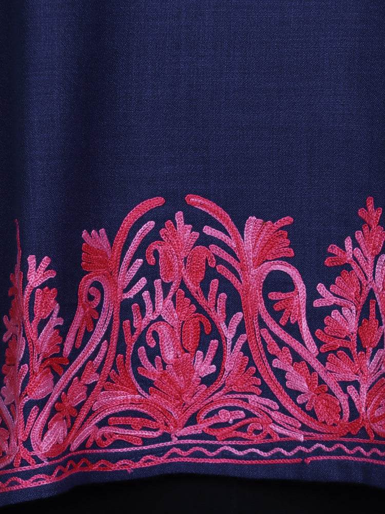 nAARI Navy Blue Kashmiri Aari Embroidered Cotton Kurti - Shopping in Kashmir