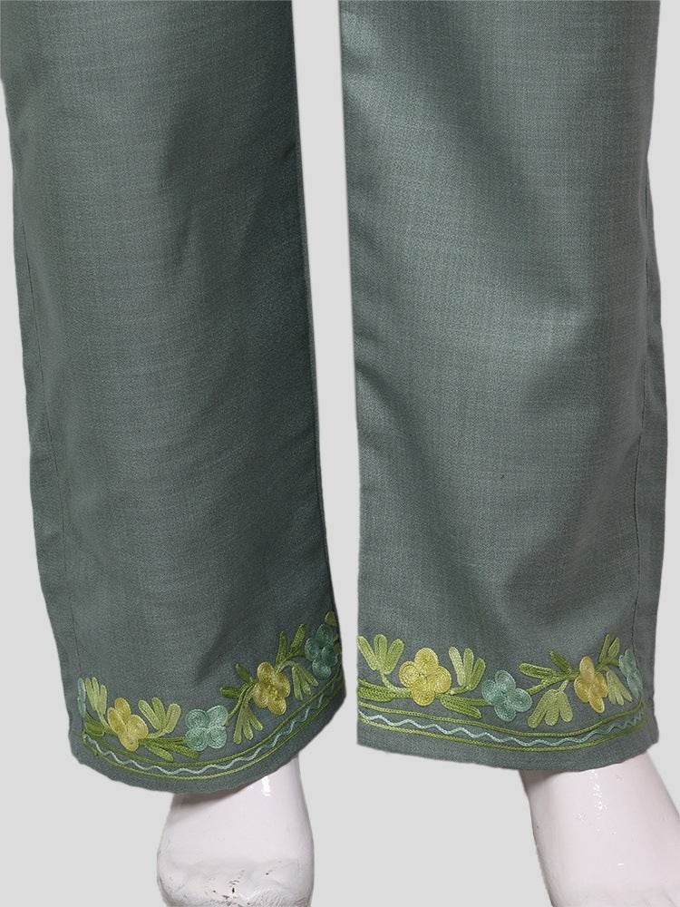 nAARI Kashmiri Aari Embroidered Natural Grey Cotton Coord Set - Shopping in Kashmir