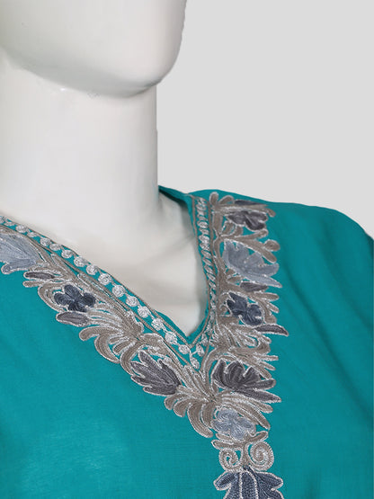 Zariya Teal Blue Silk Trio Edit - Kurti, Kaftan Set, & Coord Set
