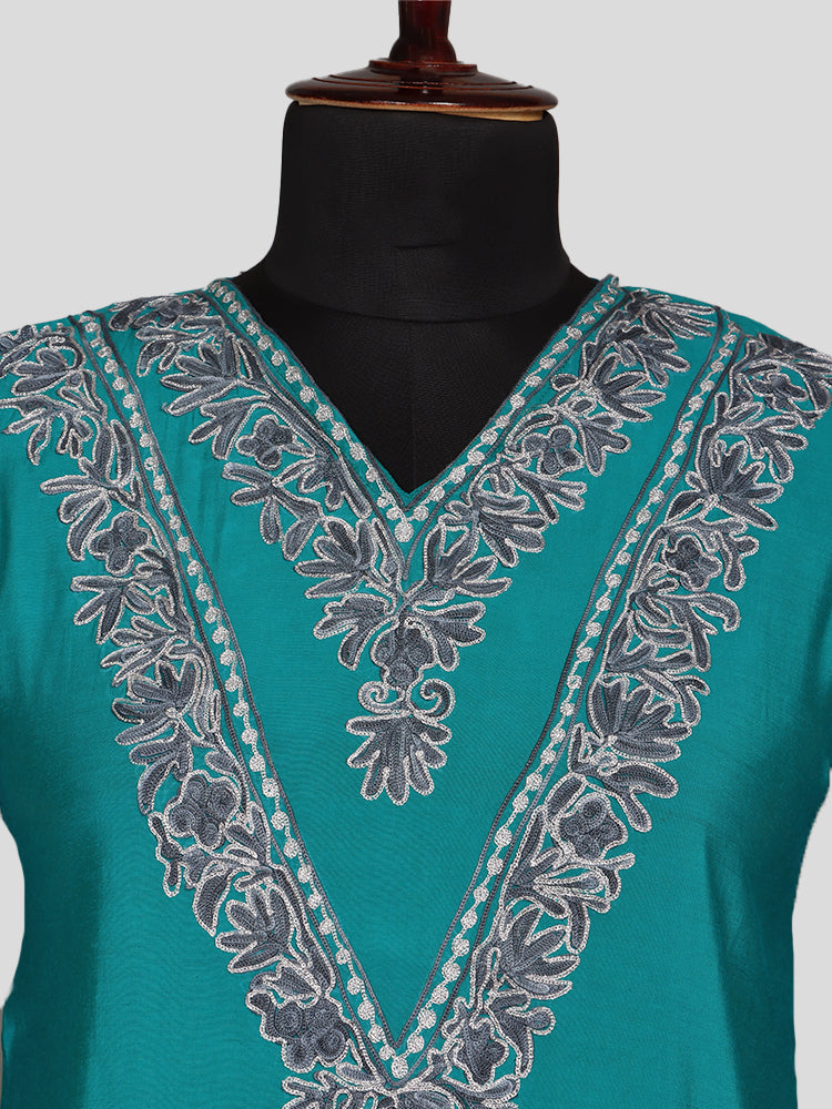 Zariya Teal Blue Silk Trio Edit - Kurti, Kaftan Set, & Coord Set