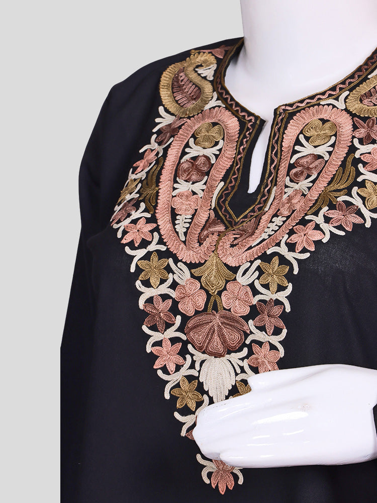Zariya Kashmiri Aari Embroidered Charcoal Black Summer Cool Cotton Coord Set